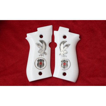 KSD Brand Beretta 81F, 81 FS, 84 F, 84 FS, 84 Cheetah White Acrylic Custom Grip 	KSD-00419