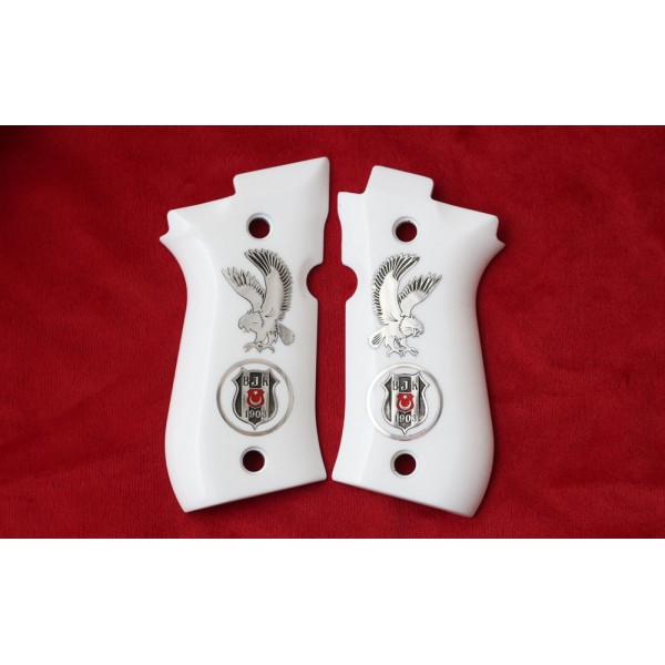 KSD Brand Beretta 81F, 81 FS, 84 F, 84 FS, 84 Cheetah White Acrylic Custom Grip 	KSD-00419