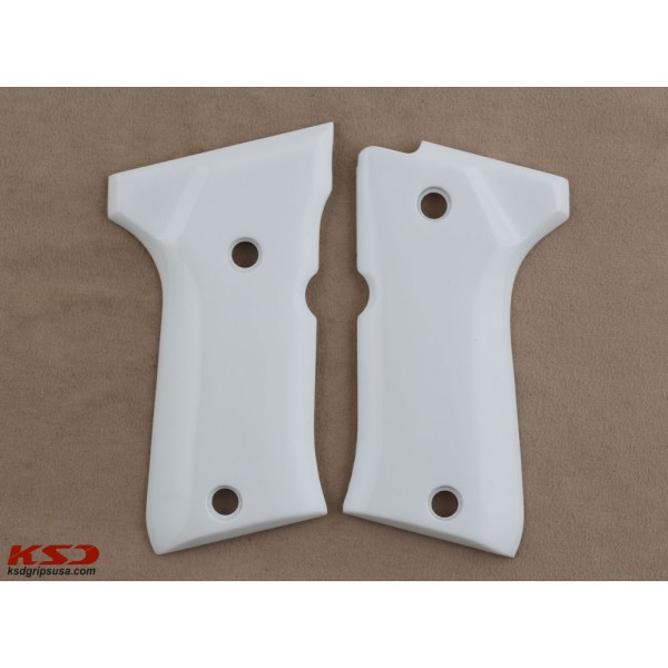 KSD Brand Beretta 92 Compact Compatible White Acrylic Grips 	KSD-00260