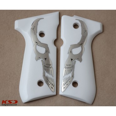 KSD Brand Beretta 92FS, 92A1, 92G, 92D, 96, M9 Compatible White Acrylic Grips 	KSD-00251