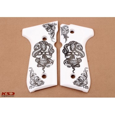 KSD Brand Beretta 92FS, 92A1, 92G, 92D, 96, M9 Compatible White Acrylic Grips	KSD-00253