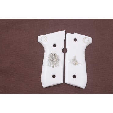 KSD Brand Beretta 92FS, 92A1, 92G, 92D, 96, M9 Compatible White Acrylic Grips	KSD-00365