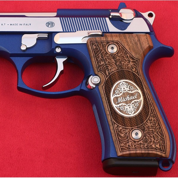 KSD Brand Beretta 92FS, 92A1, 92G, 92D, 96, M9 Compatible Walnut Grips Framed 	KSD-00231