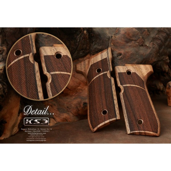 KSD Brand Beretta 92FS, 92A1, 92G, 92D, 96, M9 Compatible Walnut Grips Diamond 	KSD-00235