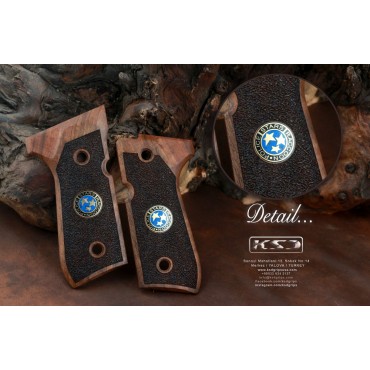 KSD Brand Beretta 92FS, 92A1, 92G, 92D, 96, M9 Compatible Walnut Grips Stripled 	KSD-00249