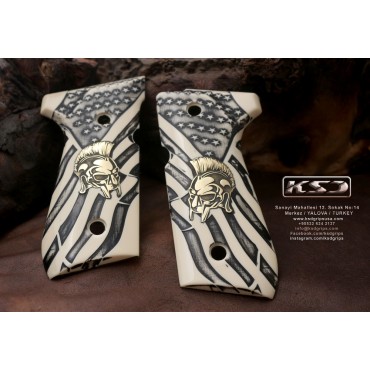 KSD Brand Beretta 92FS, 92A1, 92G, 92D, 96, M9 Compatible Ivory Acrylic Grip KSD-00243