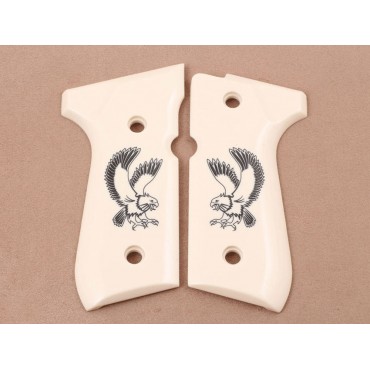 KSD Brand Beretta 92FS, 92A1, 92G, 92D, 96, M9 Compatible Ivory Acrylic Grips 	KSD-00252