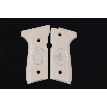 KSD Brand Beretta 92FS, 92A1, 92G, 92D, 96, M9 Compatible Ivory Acrylic Grips 	KSD-00368