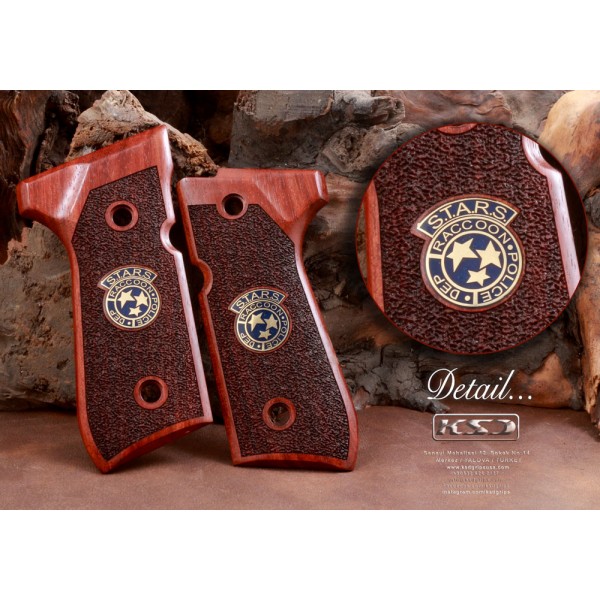 KSD Brand Beretta 92FS, 92A1, 92G, 92D, 96, M9 Compatible Rosewood Grip Stripled 	KSD-00250