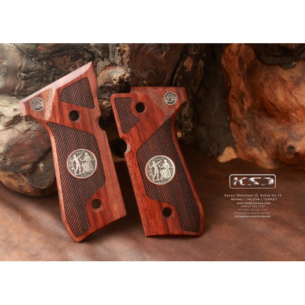 KSD Brand Beretta 92FS, 92A1, 92G, 92D, 96, M9 Compatible Rosewood Grips Diamond 	KSD-00369