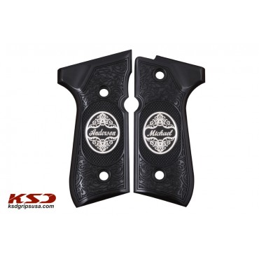 KSD Brand Beretta 92FS, 92A1, 92G, 92D, 96, M9 Compatible Black Acrylic Grip 	KSD-00339