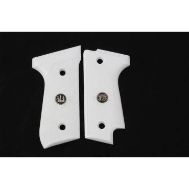 KSD Brand Beretta 92S Compatible White Acrylic Grips Stripled	KSD-00395