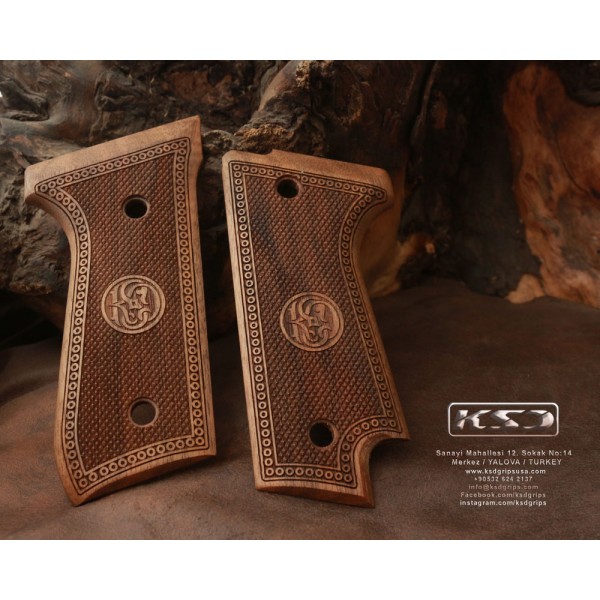 KSD Brand Beretta 92S Compatible Walnut Grips Diamond (Frame)	 KSD-00262