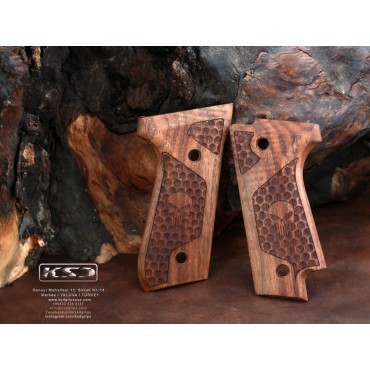 KSD Brand Beretta 92S Compatible Walnut Grips Honeycomb	KSD-00264