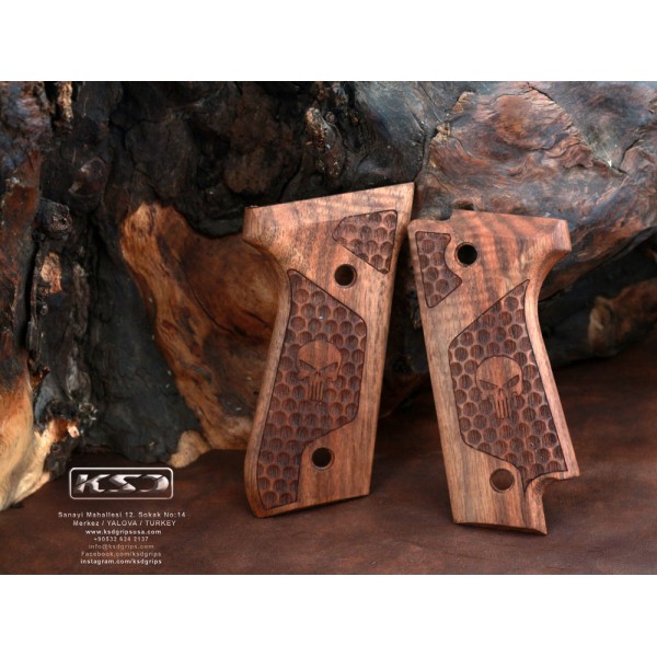 KSD Brand Beretta 92S Compatible Walnut Grips Honeycomb	KSD-00264