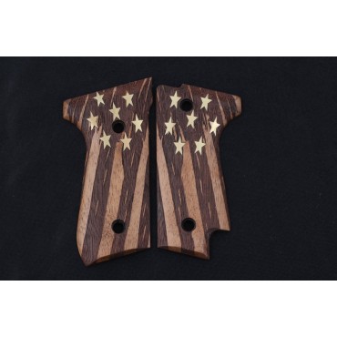 KSD Brand Beretta 92S Compatible Walnut Customizable Grips American Flag	KSD-00391