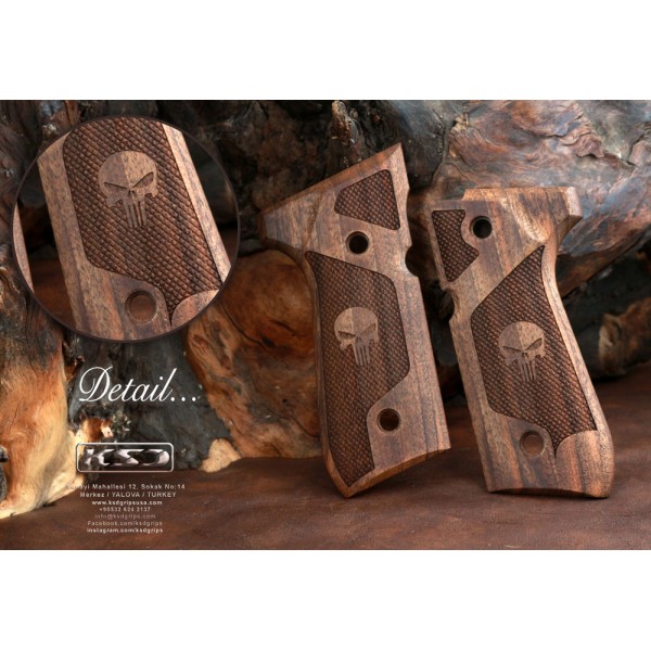 KSD Brand Beretta 92S Compatible Walnut Grips Diamond	KSD-00392