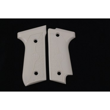 KSD Brand Beretta 92S Compatible Ivory Acrylic Grips Double-Checkering	KSD-00393