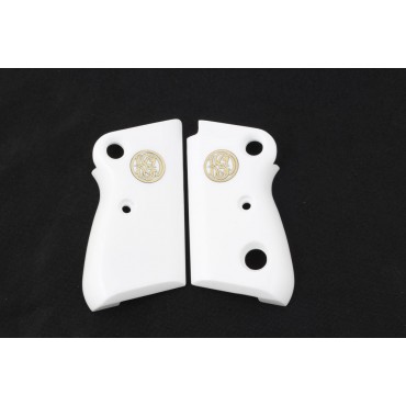 KSD Brand Beretta Mod 71 - 72 - 75 Jaguar Compatible White Acrylic Grips	KSD-00408