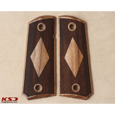 KSD Brand Colt 1911 - Ambicut Compatible Walnut Grips Diamond	KSD-00085