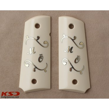 KSD Brand Colt 1911 - Ambicut Compatible Ivory Acrylic Customizable Grips	KSD-00087