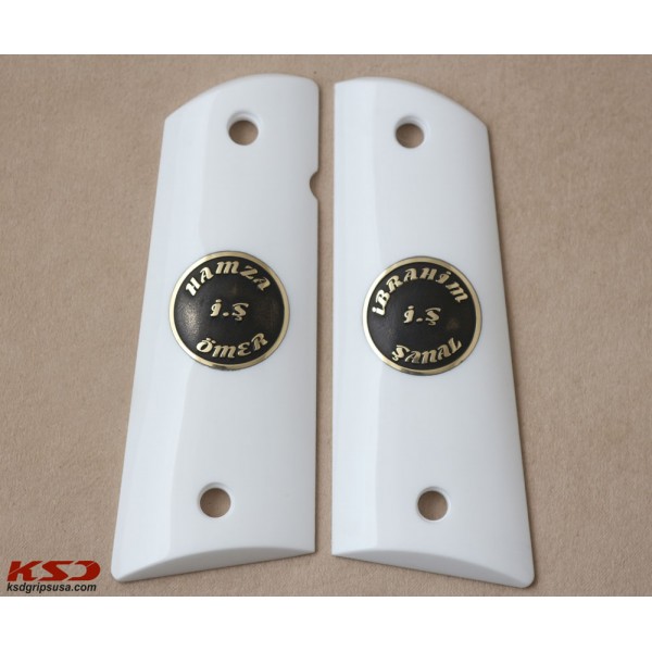 KSD Brand Colt 1911 FIT Model Compatible White Acrylic Customizable Grips	KSD-00062