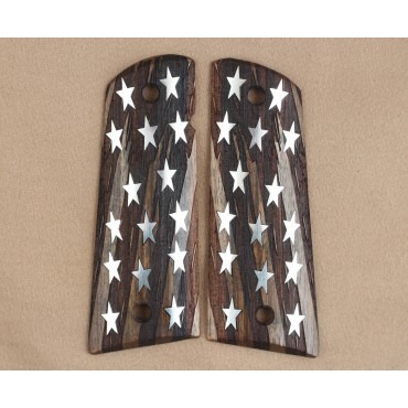 KSD Brand Colt 1911 FIT Model Compatible Walnut Customizable Grips American Flag	KSD-00040