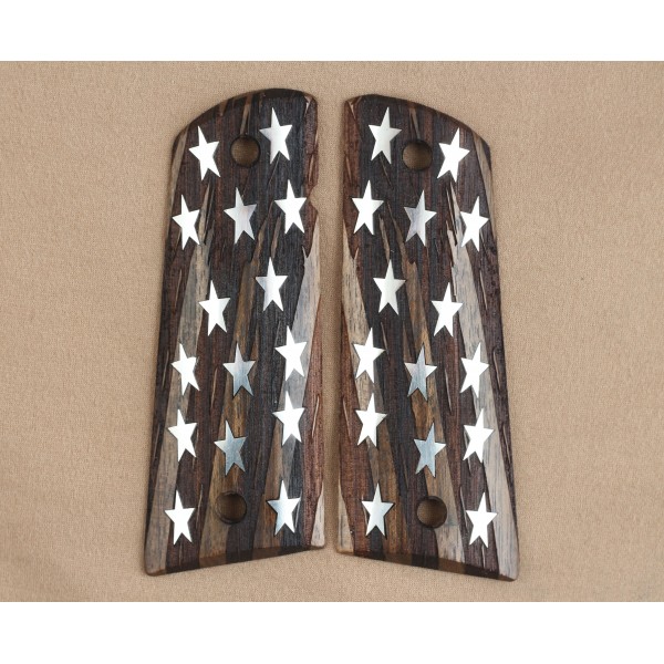 KSD Brand Colt 1911 FIT Model Compatible Walnut Customizable Grips American Flag	KSD-00040