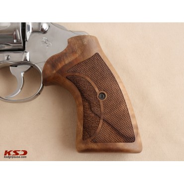 KSD Brand Colt Python (Pre 2020) Compatible Walnut Grips Double-Checkering 	KSD-00758