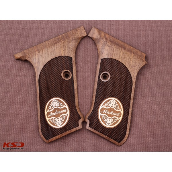 KSD Brand HK Heckler Koch P7M13 Compatible Walnut Customizable Grips Diamond 	KSD-01068