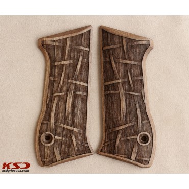 KSD Brand Jericho 941 F / FS Compatible Walnut Grips Lines 2	KSD-00481