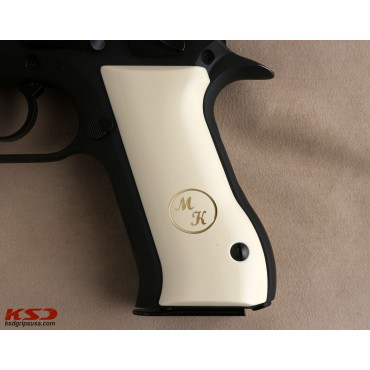 KSD Brand Jericho 941 F / FS Compatible Ivory Acrylic Customizable Grips 	KSD-00485