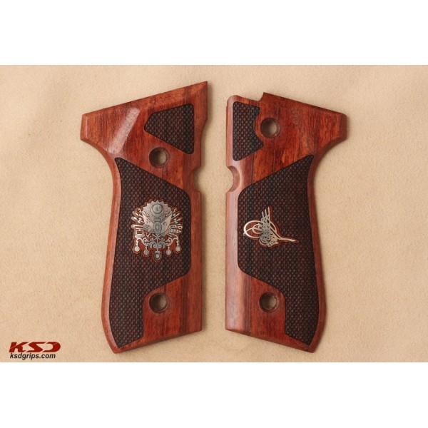 KSD Brand Beretta 92FS, 92A1, 92G, 92D, 96, M9 Compatible Rosewood Grips Diamond 	KSD-01385