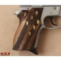 KSD Brand Smith Wesson 6906 Compatible Walnut Customizable Grips American Flag	KSD-00164