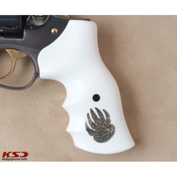 KSD Brand Ruger GP100 Compatible White Acrylic Customizable Grips 	KSD-00533