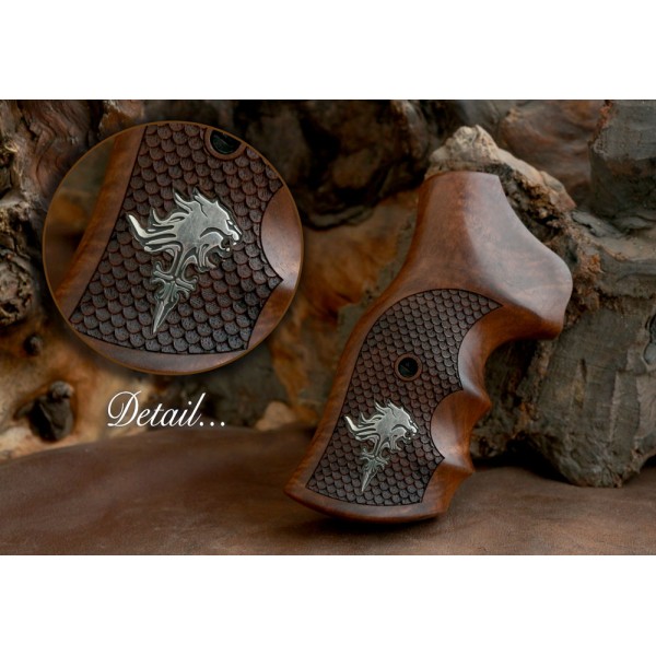 KSD Brand Ruger GP100 Compatible Root Walnut Customizable Grips Dragon Skin 	KSD-00534