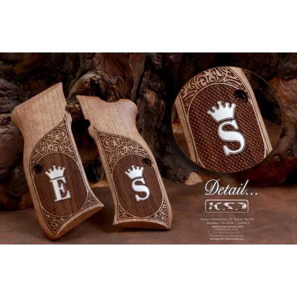 KSD Brand Sarsılmaz Kılınç 2000 Mega / B6 Hawk Compatible Walnut Grips Framed	KSD-00802