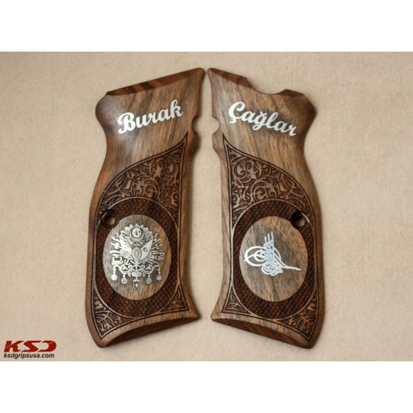 KSD Brand Sarsılmaz Kılınç 2000 Mega / B6 Hawk Compatible Walnut Grips Framed	KSD-00829