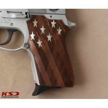 KSD Brand Smith Wesson 6906 Compatible Walnut Customizable Grips American Flag	KSD-00160