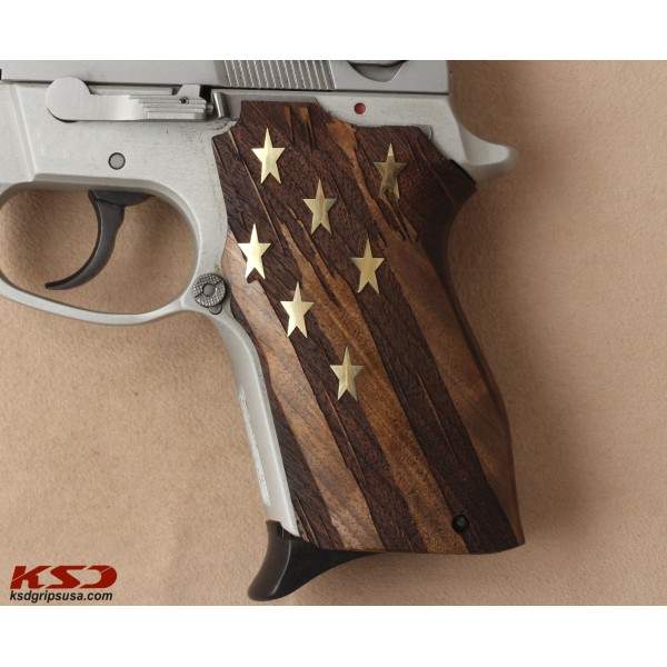 KSD Brand Smith Wesson 6906 Compatible Walnut Customizable Grips American Flag	KSD-00164