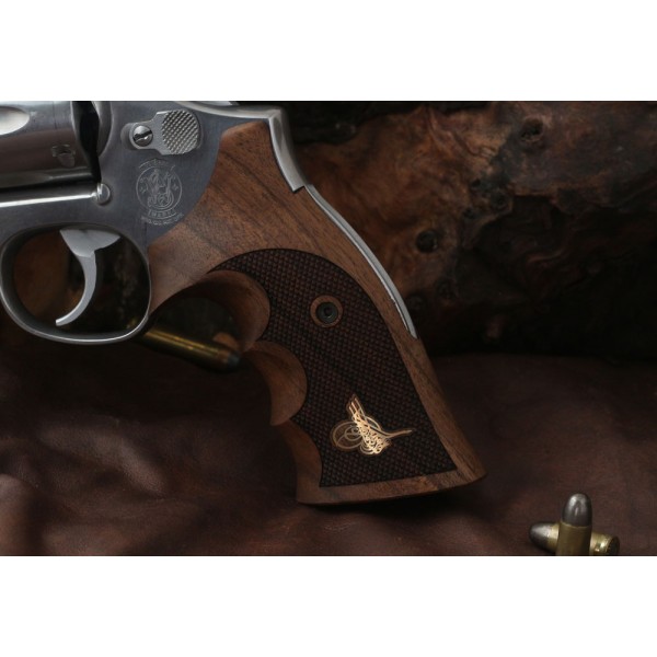 KSD Brand Smith Wesson K/L/X - Frame Round Butt Compatible Walnut Grips Diamond 	KSD-00097