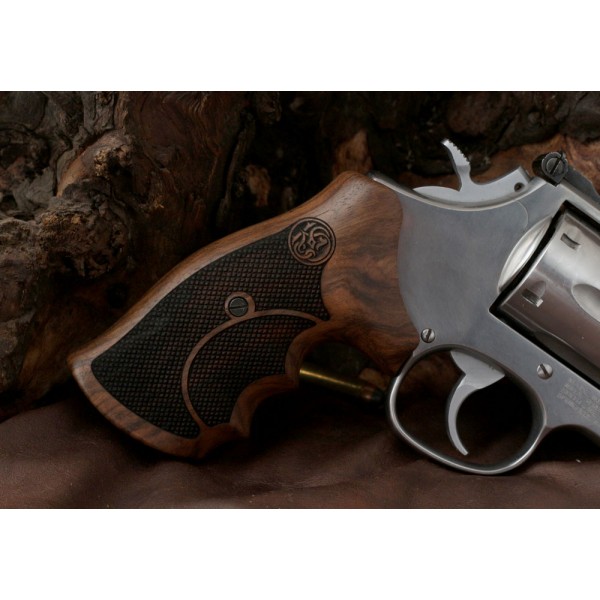 KSD Brand Smith Wesson K/L/X - Frame Round Butt Compatible Walnut Grips Diamond 	KSD-00137