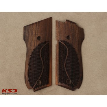 KSD Brand Smith Wesson Mod 39 Compatible Walnut Grips Double-Checkering 	KSD-00174