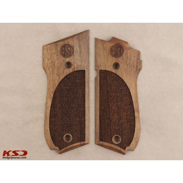 KSD Brand Smith Wesson Mod 39 Compatible Walnut Grips Stripled 	KSD-00175