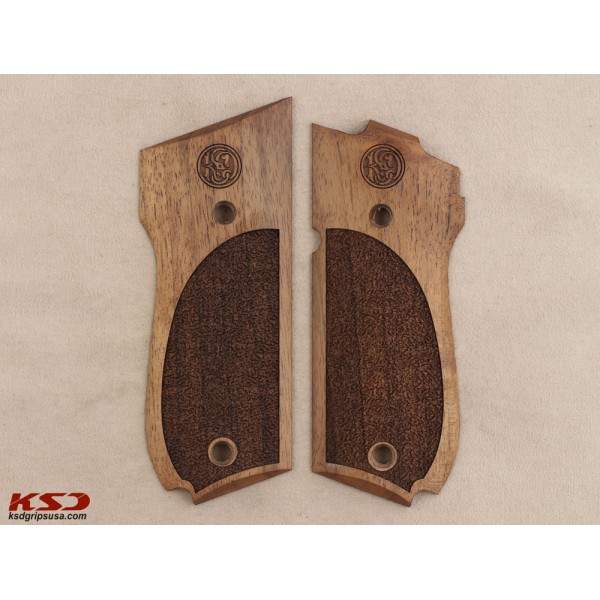 KSD Brand Smith Wesson Mod 39 Compatible Walnut Grips Stripled 	KSD-00175