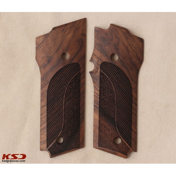 KSD Brand Smith Wesson Mod 59 Compatible Walnut Grips Double-Checkering	KSD-00167