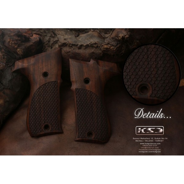 KSD Brand Walther P88 Compact Compatible Walnut Grips Dragon Skin 	KSD-01228